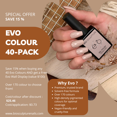 Buy 40 Evo Colours Save 15% and get a FREE Wall Display